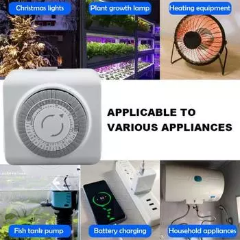 Механический таймер Yousheng Plug-in с 30-минутными интервалами, ежедневными 48 настройками включения/выключения, автоматическим управлением, универсальным таймером, розеткой, таймером, переключателем белый