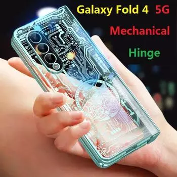 Механическое покрытие для Samsung Galaxy Z Fold 4 5g, чехол, стеклянная пленка, защитная пленка для экрана, защитная крышка на петлях Case & Screen Protector серебряный