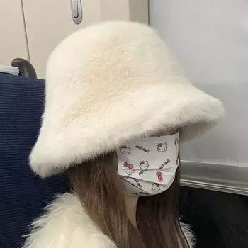 Меховая интегрированная однотонная шапка женская универсальная теплая и флисовая маленькая теплая шапка-ведро из меха норки розовый