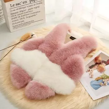 Меховая корейская версия искусственного меха лисы жилет женский новый цвет подобранный приталенный теплый жакет S