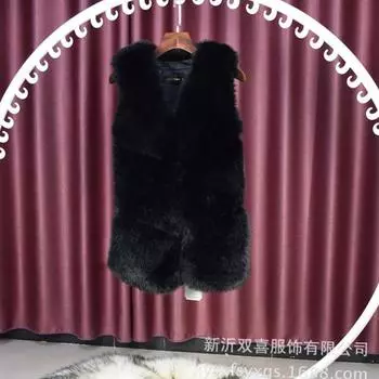 Меховая куртка, новый искусственный меховой жилет из лисы, женский, средний и длинный, корейская версия, тонкий меховой жилет S белый