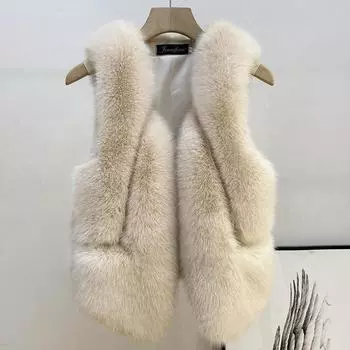 Меховая куртка осенне-зимняя меховая жилетка женская жилетка жилет жилет жилет имитация лисьего меха полупальто S