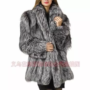 Меховая куртка популярная женская одежда средняя и длинная модная теплая куртка из меха чернобурки в наличии S