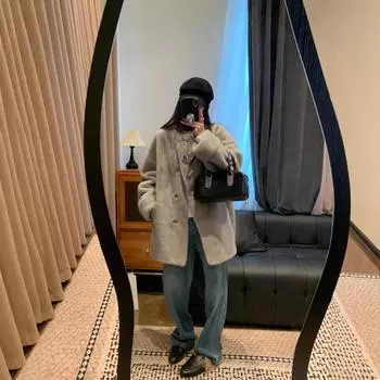 Меховая куртка женская 2024 года, новая популярная высококачественная экологически чистая норковая флисовая шуба с интегрированным высококачественным мехом S серый