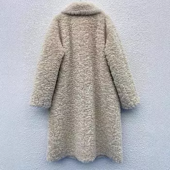 Меховая куртка женская меховая интегрированная зимняя новая экологически чистая искусственная меховая удлиненная шуба с воротником из шубы Size S wears to 65kg
