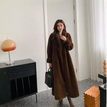 Меховая куртка женская зеленая фруктовый воротник норковая шуба 2024 зимняя меховая экологически чистая меховая утолщенная теплая плюшевая верхняя часть S 85-135 catties темно-коричневого