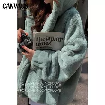 Меховая куртка зимняя женская повседневная с капюшоном свободная теплая куртка с длинным рукавом из искусственного лисьего меха женская куртка