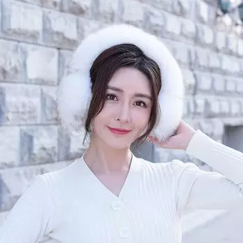 Меховая накладка на ухо из натуральной кожи, корейская версия теплых наушников из натурального меха, зимняя теплая накладка на ухо, меховая накладка на ухо для женщин бежевый