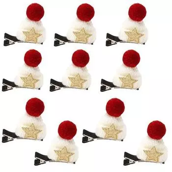 Меховая шапка для вечеринки Рождественская заколка для волос, белая, 10 шт.