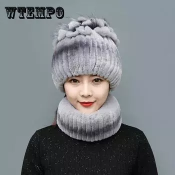 Меховая шапка из кролика рекс, осенне-зимняя меховая шапка, шерстяная шапка с кисточками, толстая теплая меховая шапка с защитой ушей One size