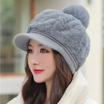 Меховая шапка-рыбак с имитацией кроличьей шерсти, повседневные шапки, теплая шапка для женщин