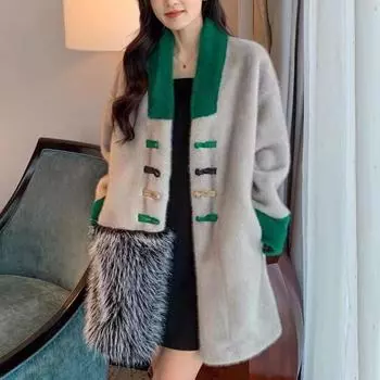 Меховая шуба из золотой норки, новая мода, утолщенная шуба средней длины, индивидуальное пальто S