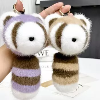 Меховая сумка с хвостом енота, подвески, украшения, плюшевые милые подарочные аксессуары из искусственного меха