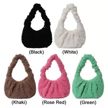 - Меховая сумка-тоут, симпатичная мини-сумка из искусственного меха, меховая сумка из овечьей шерсти для женщин чёрный