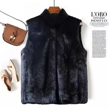 Меховая водонепроницаемая жилетка из норки, куртка на осень и зиму, новая, для людей среднего и пожилого возраста, большого размера, свободная, модная, темпераментная, короткая жилетка L [recommended 90-55kg] серебряный серый