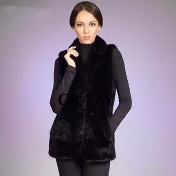 Меховая женская куртка новая имитация искусственного меха жилет женский средний и длинный жилет жилет из норки S чёрный