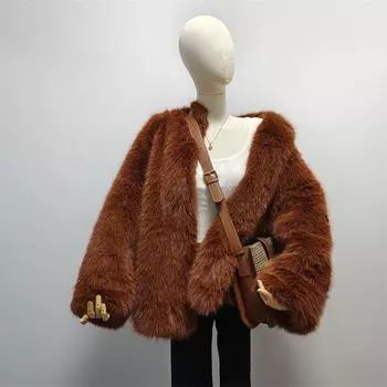 Меховая женская одежда плюшевое пальто тосканский средний и длинный искусственный мех модная модная имитация шубы S