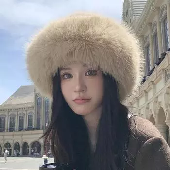 Меховая зимняя женская шапка осень и зима утолщенная морозостойкая и теплая панама