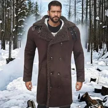 Меховое цельное мужское пальто, утолщенная меховая замшевая куртка из искусственного меха S