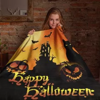 Меховое одеяло в скандинавском стиле на Хэллоуин, эстетическое двойное и одинарное коврик для пикника размера «queen-size», удобный мягкий чехол, домашний декор M