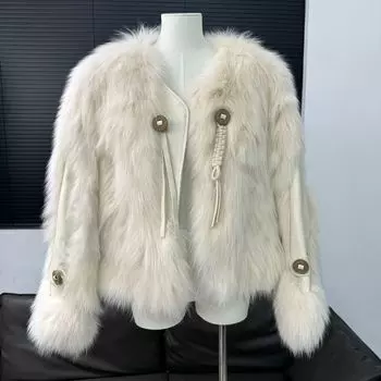 Меховой мир богатый и универсальный классический мех лисы пальто для женщин, новые зимние модели one size fits all белый