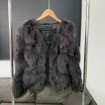 Меховой мир богатый и универсальный классический мех лисы пальто для женщин, новые зимние модели one size fits all темно-серого