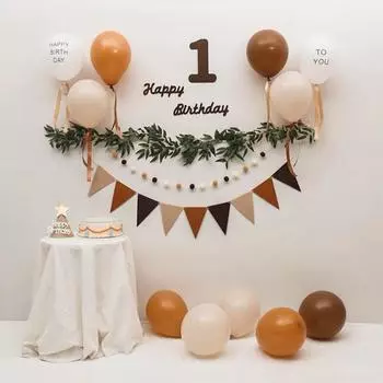 Меховой шарик войлок баннер на день рождения хаки коричневый флажки фетр цифровой декор для вечеринки юбилей 2