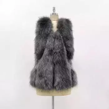 Меховой жилет женская новая осенне-зимняя одежда верхняя одежда темперамент искусственный мех сращивание имитация лисьего меха теплая куртка S белый