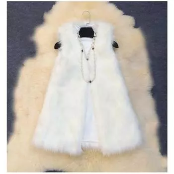Меховой жилет женский средней длины осенне-зимний имитация лисьего меха модный жилет утолщенное теплое меховое пальто S