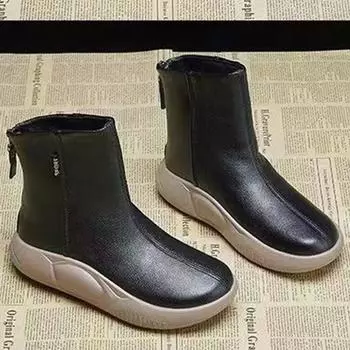 Меховые балетки на платформе женские зимние ботильоны теплая обувь тренд новые модные короткие плюшевые ботинки челси повседневные прогулочные женские ботинки 35