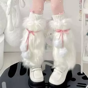 Меховые гетры на шнуровке, длинные носки из искусственного меха, рукава из искусственного меха для голени, зима 15cm