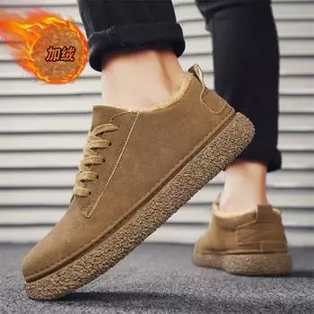 Меховые мужские ботинки зимние бархатные теплые строительные работы трудовая страховка два хлопковых туфли мужские на толстой подошве нескользящие повседневные туфли 39