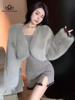 Меховые пальто женские осенне-зимние модные розовые пальто из искусственного меха элегантные толстые теплые куртки из искусственного меха для женщин One size белый