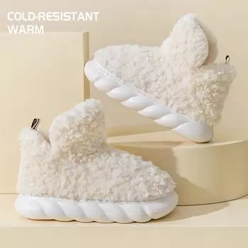 Меховые тапочки для женского домашнего использования осенью и зимой, плюшевые для дома с теплыми пятками для ношения на открытом воздухе 36-37 зелёный