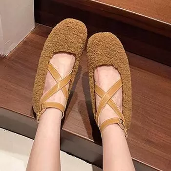 Меховые женские дизайнерские туфли на плоской подошве, туфли-лоферы с мелкой пряжкой, новые брендовые модные туфли осени 2024 года, повседневные туфли, платья, прогулочные туфли 35 покинуть белый