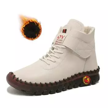 Меховые женские сапоги зимние ботильоны ручная работа нитки мама хлопок обувь для женщин водонепроницаемые короткие зимние сапоги Botas Mujer 35 чёрный