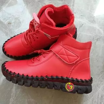 Меховые женские сапоги зимние ботильоны ручная работа нитки мама хлопок обувь для женщин 2024 новые водонепроницаемые короткие зимние сапоги Botas Mujer 35 красный