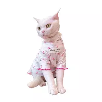 MEIAOJIA Кошка Сфинкс Всесезонная Кошка Кошка Кошка Кошка Кошка Кожа Кошка Солнце Выпадение Волос Цветочный S Одежда, Одежда, Одежда, Пижамы, Одежда, Весенняя/летняя одежда,