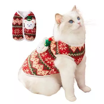 MEIAOJIA Одежда для кошек Рождественская одежда для кошек Медведь Собака Маленькая собака свитер пальто жилет милый теплый мягкий флис зимняя одежда зимняя одежда XL