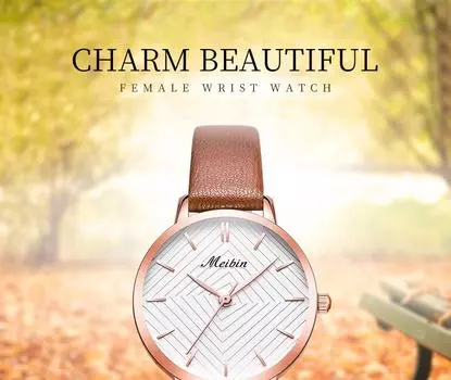 MEIBIN Брендовые простые женские часы с кожаным ремешком, индивидуальные женские часы, водонепроницаемые часы чёрный
