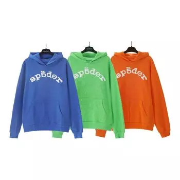 Meichao для мужчин и женщин, свободный свитер с капюшоном из толстой махровой ткани с принтом паутины в стиле хип-хоп S синий