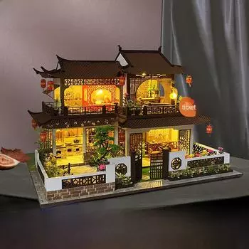 Meidai DIY Набор для моделирования деревянной виллы в старинном стиле - креативная игрушка ручной работы в подарок