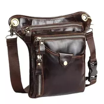 Meigardass поясная сумка из натуральной кожи многофункциональная мотоциклетная сумка на бедро для улицы водонепроницаемая износостойкая мужская (Коричневый 2115)
