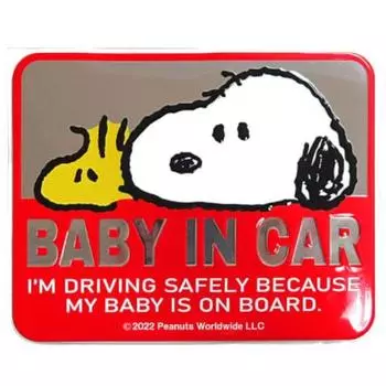 Meiho Meiho Snoopy Car Safety Sign Emblem Sticker BABY IN CAR SN57 Red