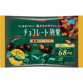 Meiji Chocolate Effect 72% какао миндаль большой пакет 166 г шоколада 1