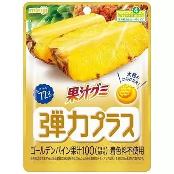 meiji Fruit Juice Gummi Elastic Plus Golden Pineapple 72gThe product has a firm, chewy, thick shape The product has a firm, chewy, thick shape and a q 1