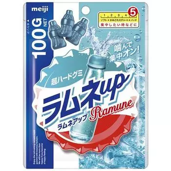 meiji Ramune-up 100gFeaturesRamune-flavored gummies with a hard texture for a refreshing experience FeaturesRamune-flavored gummies with a hard textur 1