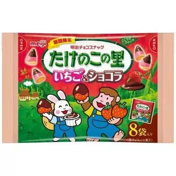 Meiji Takenokonosato Клубника и шоколадный пакет 88 г шоколада 1