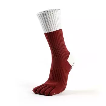 Meikan Yoga Socks Non-Slip Professional Women Pilates Special Socks Contrast Color Room Socks Sports Fitness Five-Finger Socks Dark red