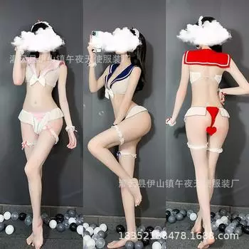 Meilikou эротическое нижнее белье сексуальное чистое перспективное трехточечное студенческое платье искушение страсть костюм 1322 one size fits all